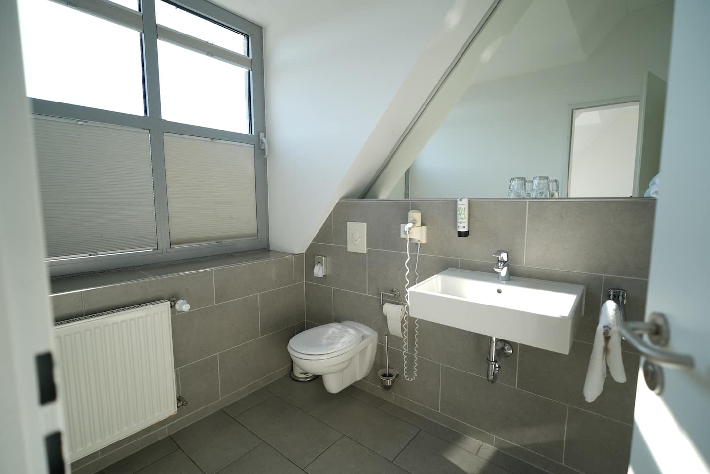 Duschbad mit WC und Handtuchhalter